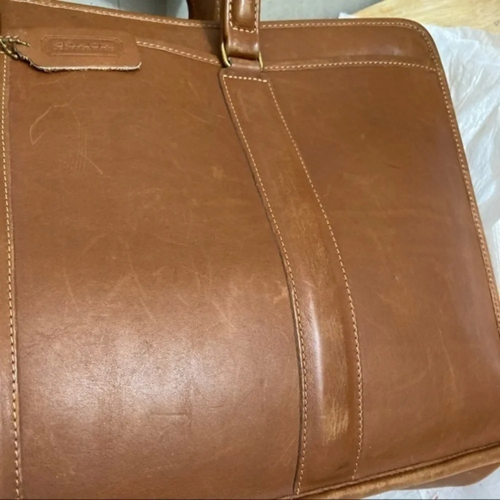 Coach vintage English tan leather briefcase laptop work bag